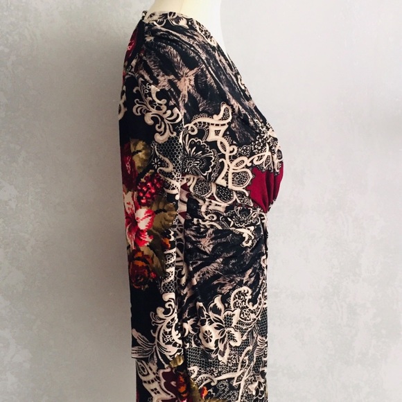 My Story Paris Multi  Floral Wrap Draping Dress - Picture 7 of 9